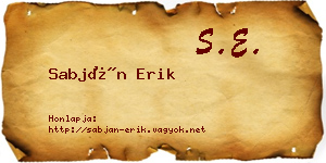 Sabján Erik névjegykártya